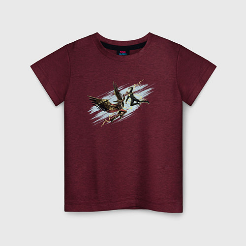 Детская футболка Схватка Адама и Человека Ястреба / Меланж-бордовый – фото 1