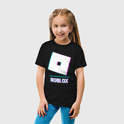 Футболка хлопковая детская Roblox в стиле glitch и баги графики, цвет: черный — фото 2