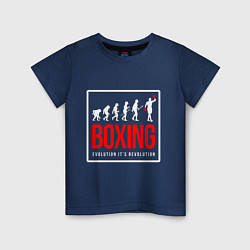 Футболка хлопковая детская Boxing evolution its revolution, цвет: тёмно-синий