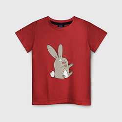 Футболка хлопковая детская Испуганный кролик, цвет: красный