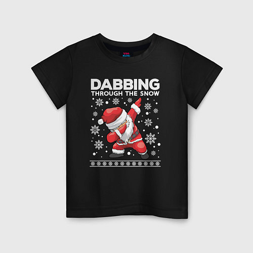 Детская футболка Dabbing Santa, through the snow / Черный – фото 1