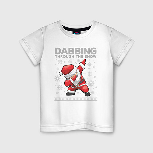 Детская футболка Through the snow Santa dabbing / Белый – фото 1