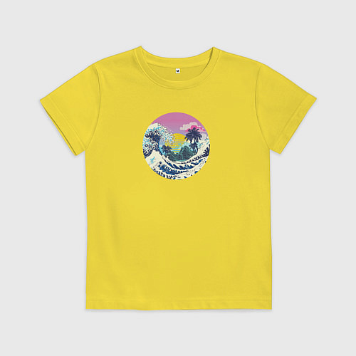 Детская футболка Большая волна и пальмы / Желтый – фото 1