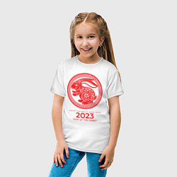 Футболка хлопковая детская Year of the rabbit - 2023, happy chinese New Year, цвет: белый — фото 2