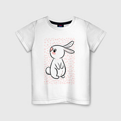 Футболка хлопковая детская Милый кролик и много сердечек, цвет: белый