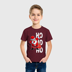 Футболка хлопковая детская Through the snow, Santa Claus, dabbing, цвет: меланж-бордовый — фото 2