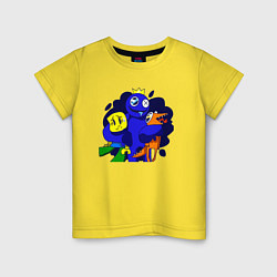 Футболка хлопковая детская Радужные друзья: все персонажи, цвет: желтый