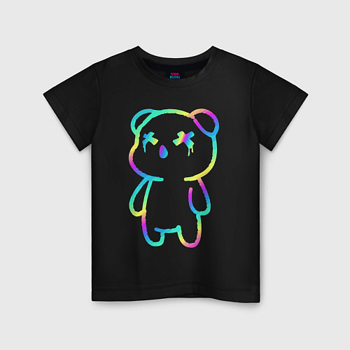 Детская футболка Cool neon bear / Черный – фото 1