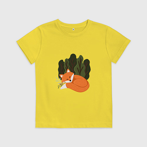 Детская футболка Рыжая лиса на природе / Желтый – фото 1