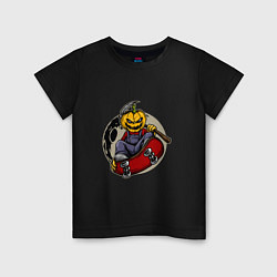 Детская футболка Тыква - жнец на скейте
