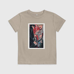 Футболка хлопковая детская Chainsaw Man Человек-бензопила Аниме, цвет: миндальный