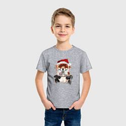 Футболка хлопковая детская Christmas smile foxy, цвет: меланж — фото 2