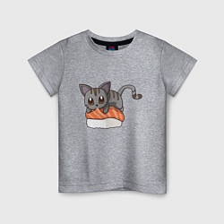 Футболка хлопковая детская Sushi cat, цвет: меланж