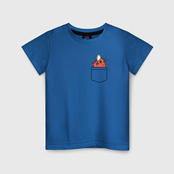 Футболка хлопковая детская Пачита в кармашке - Человек бензопила, цвет: синий