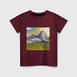 Футболка хлопковая детская Арт Утро в горах, цвет: меланж-бордовый