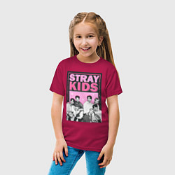 Футболка хлопковая детская Stray Kids boy band, цвет: маджента — фото 2