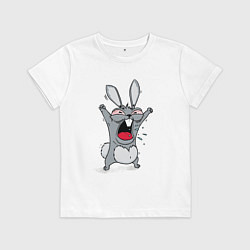 Футболка хлопковая детская Злой заяц, цвет: белый