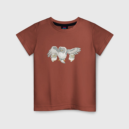 Детская футболка Сова с совятами / Кирпичный – фото 1