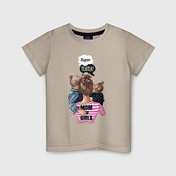 Футболка хлопковая детская Super Mama!, цвет: миндальный