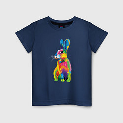 Футболка хлопковая детская Кролик в стиле поп-арт, цвет: тёмно-синий
