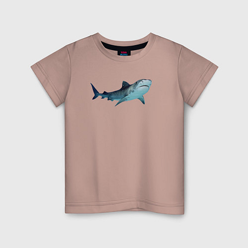 Детская футболка Realistic shark / Пыльно-розовый – фото 1
