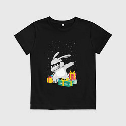 Футболка хлопковая детская Кролик ДЭБ и новый год, цвет: черный