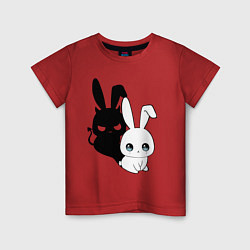 Футболка хлопковая детская Милый кролик - ангелочек или дьяволёнок?, цвет: красный