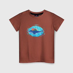 Футболка хлопковая детская Русалочка и кит, цвет: кирпичный