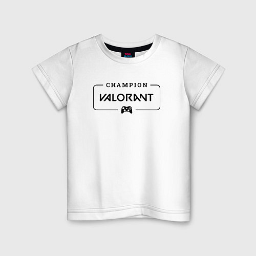Детская футболка Valorant gaming champion: рамка с лого и джойстико / Белый – фото 1