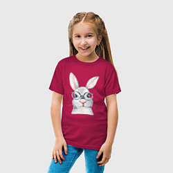 Футболка хлопковая детская Серый кролик, цвет: маджента — фото 2