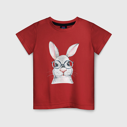 Детская футболка Серый кролик / Красный – фото 1
