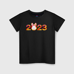 Футболка хлопковая детская Новый год 2023, цвет: черный
