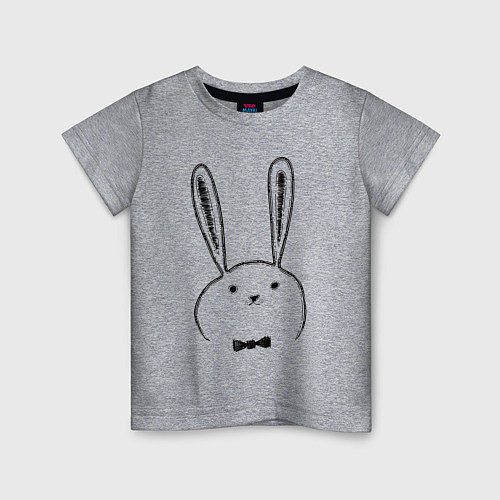 Детская футболка Кролик с бабочкой / Меланж – фото 1