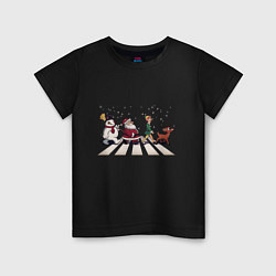 Футболка хлопковая детская Beatles Christmas, цвет: черный