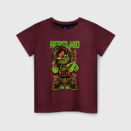 Детская футболка Мятежный ребёнок / Меланж-бордовый – фото 1