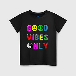 Футболка хлопковая детская Good vibes only, цвет: черный