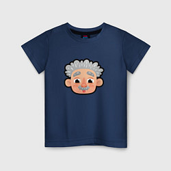 Футболка хлопковая детская Мультяшная голова Эйнштейна, цвет: тёмно-синий