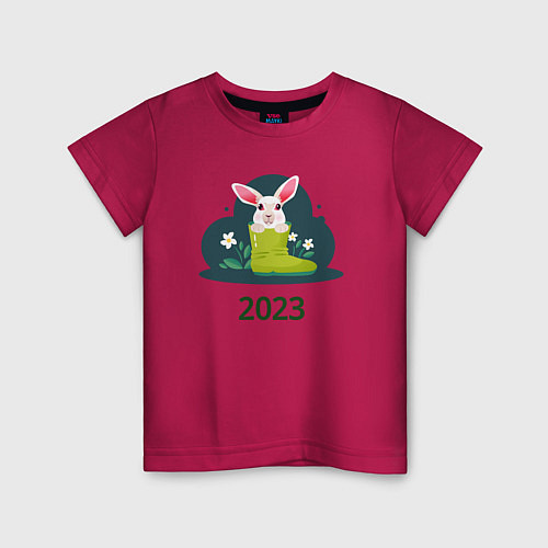 Детская футболка Заяц в сапоге 2023 / Маджента – фото 1