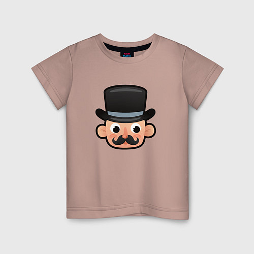 Детская футболка Мультяшный англичанин в шляпе / Пыльно-розовый – фото 1