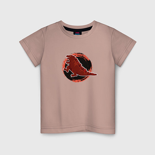 Детская футболка Мультяшный годзилла / Пыльно-розовый – фото 1