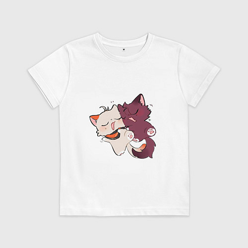 Детская футболка Котики Кадзука и Хэйдзо / Белый – фото 1