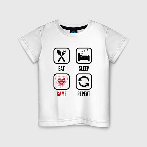 Детская футболка Eat - sleep - Poppy Playtime - repeat / Белый – фото 1
