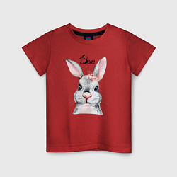 Футболка хлопковая детская Кролик - символ 2023 года, цвет: красный