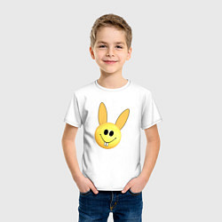 Футболка хлопковая детская Кролик-смайлик, цвет: белый — фото 2
