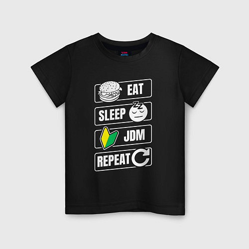 Детская футболка Eat sleep JDM repeat / Черный – фото 1