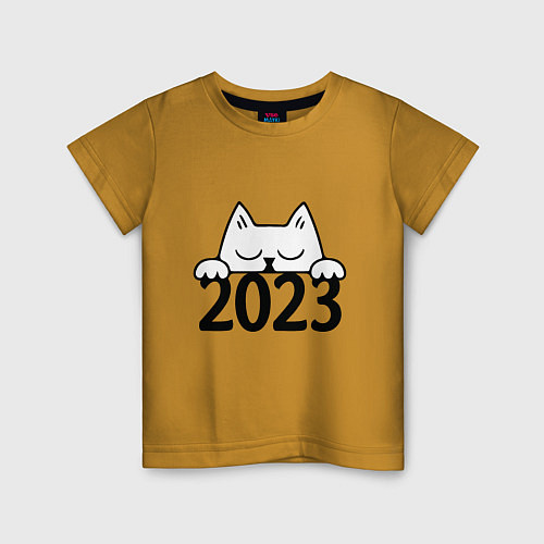 Детская футболка Cat 2023 / Горчичный – фото 1