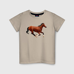 Футболка хлопковая детская Чистокровная верховая лошадь, цвет: миндальный
