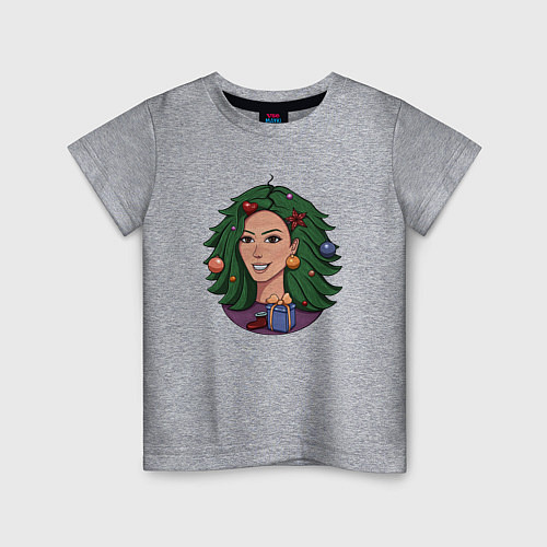 Детская футболка Ёлка девушка - хуманизация / Меланж – фото 1