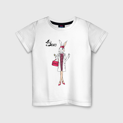Детская футболка Крольчиха модница / Белый – фото 1