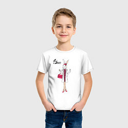 Футболка хлопковая детская Крольчиха модница, цвет: белый — фото 2